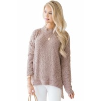 Pink Cozy Fall Popcorn Pullover Sweater